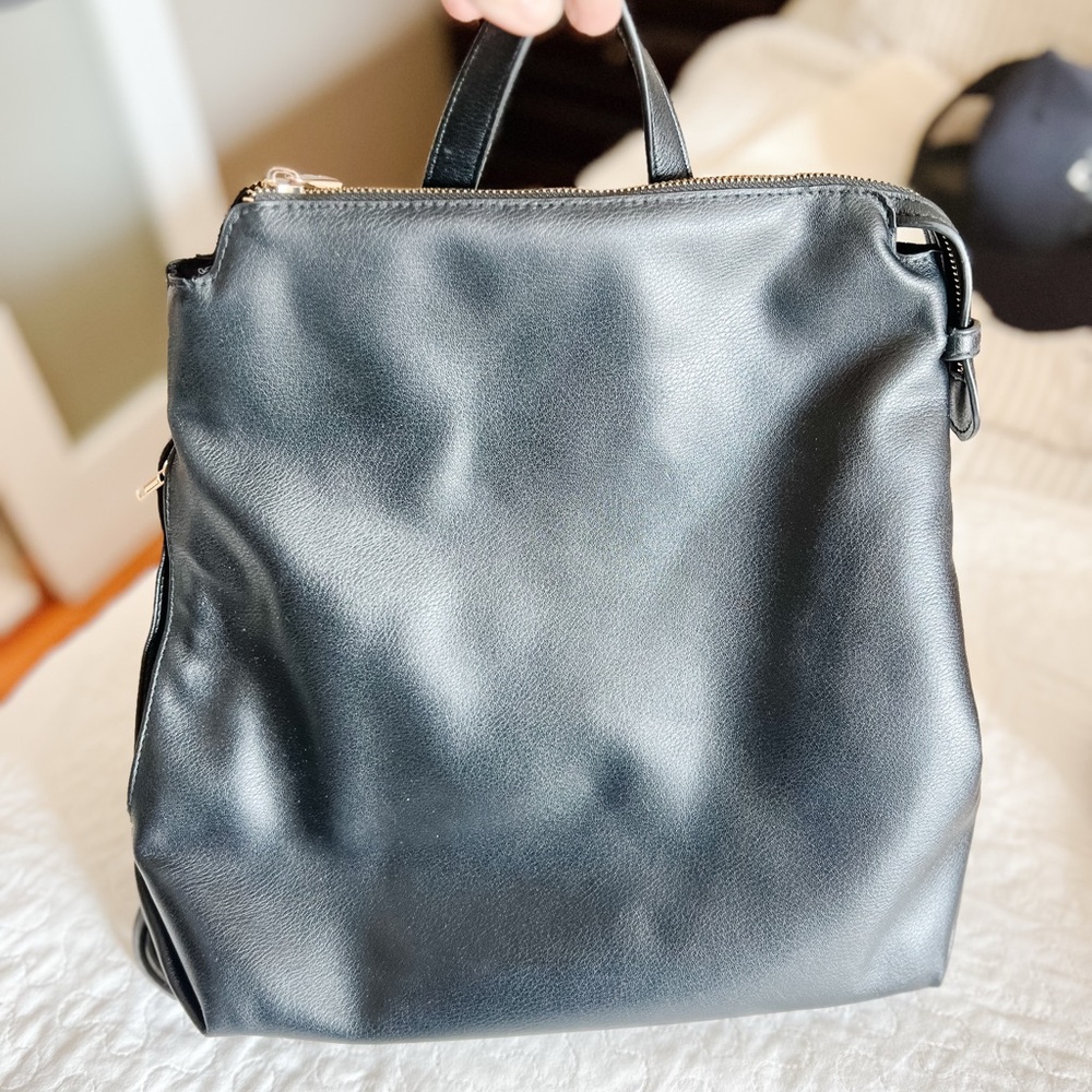 Black Leather Backpack